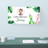 Waterverf Kleurrijke Trex Kinder Foto Verjaardag Spandoek (Beurs)