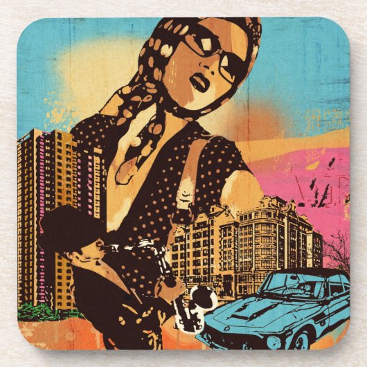 Waterverf Kleurrijke Urban City Beverage Coaster Bier Onderzetter (Voorkant)