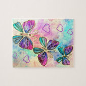 Waterverf - Kleurrijke vlinders vliegen - hart Legpuzzel (Horizontaal)