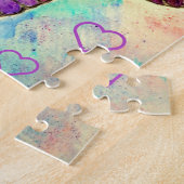 Waterverf - Kleurrijke vlinders vliegen - hart Legpuzzel (Zijkant)