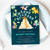 Waterverf Kleurrijke Vulkaan Dinosaurussen Verjaar Kaart