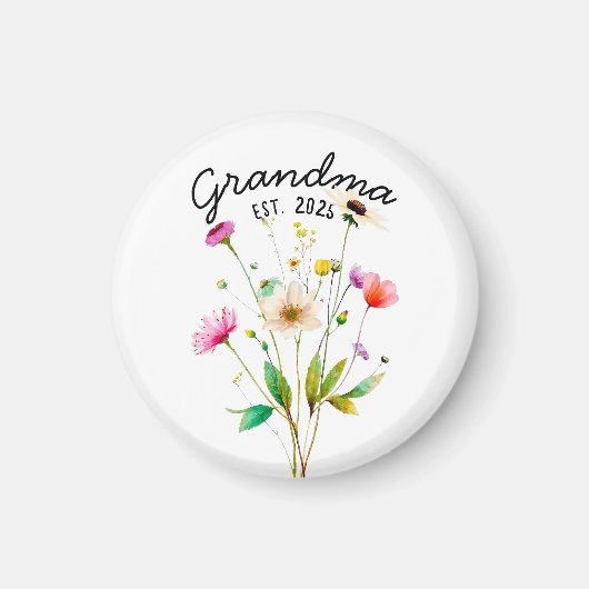 Waterverf kleurrijke wilde bloemen voor het eerst magneet (Voorkant)