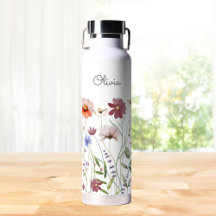 Waterverf Kleurrijke Wilde Bloemenweide met Monogr