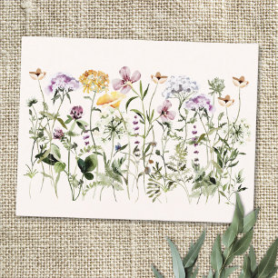Waterverf Kleurrijke Wilderf Tuin Briefkaart