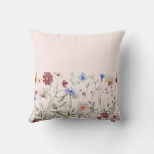 Waterverf Kleurrijke Wildflower Baby Geboorte Keep Kussen (Achterkant)