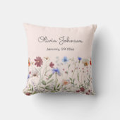 Waterverf Kleurrijke Wildflower Baby Geboorte Keep Kussen (Voorkant)