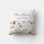 Waterverf Kleurrijke Wildflower Baby Geboorte Keep Kussen (Voorkant)