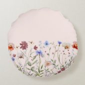 Waterverf Kleurrijke Wildflower Baby Geboorte Keep Rond Kussen (Achterkant)