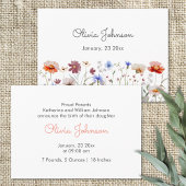 Waterverf Kleurrijke Wildflower Baby Girl Geboorte Aankondiging