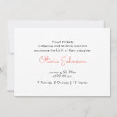 Waterverf Kleurrijke Wildflower Baby Girl Geboorte Aankondiging (Achterkant)