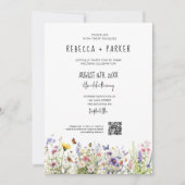 Waterverf kleurrijke wildflower bruiloft kaart (Voorkant)