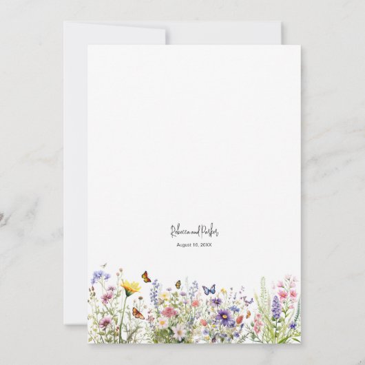 Waterverf kleurrijke wildflower bruiloft kaart (Achterkant)