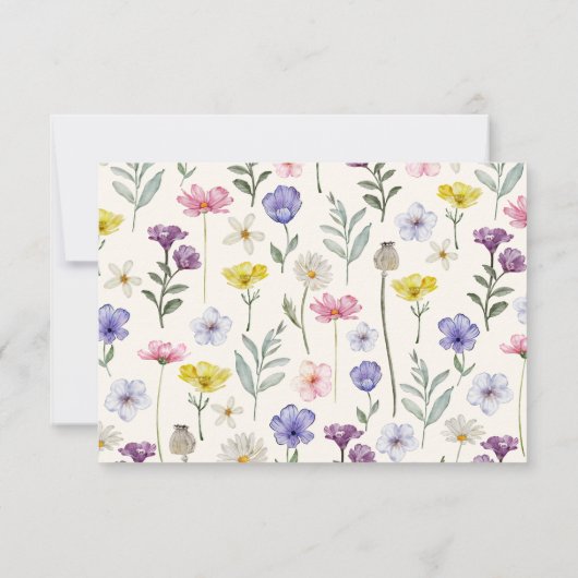 Waterverf Kleurrijke Wildflower Bruiloft RSVP (Achterkant)