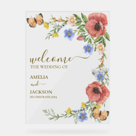 Waterverf kleurrijke Wildflower bruiloft welkom Acryl Bord