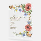 Waterverf kleurrijke Wildflower bruiloft welkom Acryl Bord (Hoek)