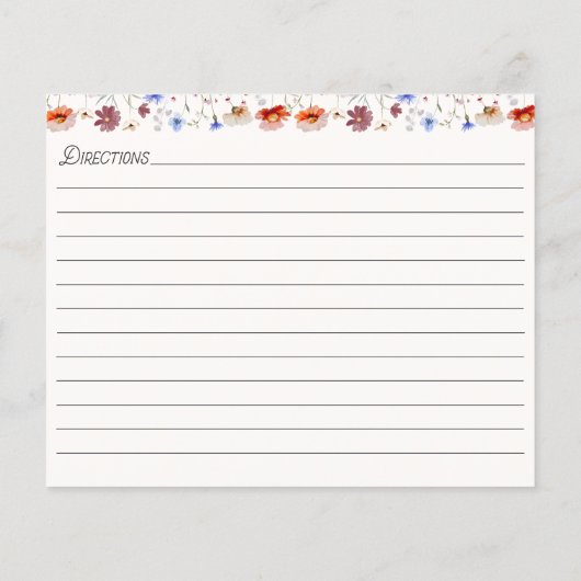 Waterverf Kleurrijke Wildflower Family Recept Kaar (Achterkant)