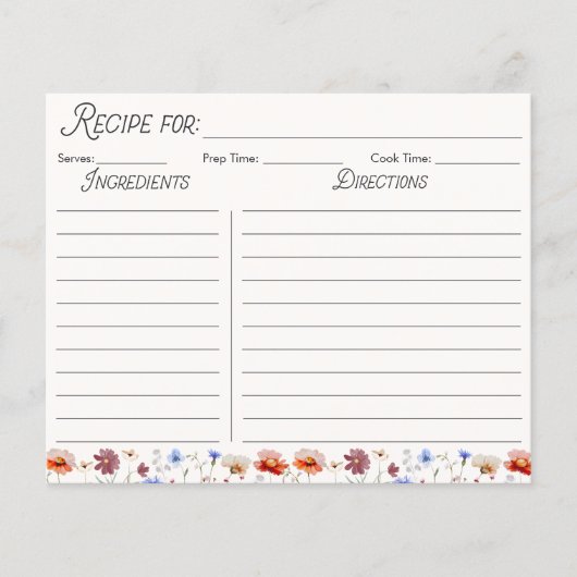 Waterverf Kleurrijke Wildflower Family Recept Kaar (Voorkant)