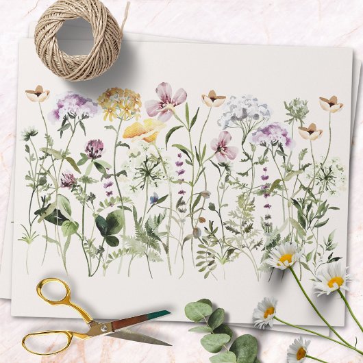 Waterverf Kleurrijke Wildflower Garden Cadeaupapier