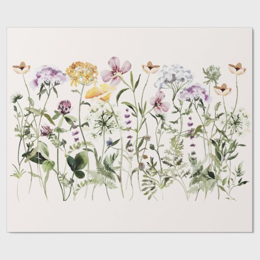 Waterverf Kleurrijke Wildflower Garden Cadeaupapier (Vlak)
