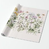 Waterverf Kleurrijke Wildflower Garden Cadeaupapier (Uitgerold)