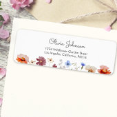 Waterverf Kleurrijke Wildflower Meadow Etiket