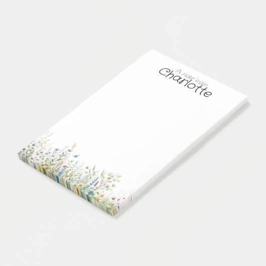 Waterverf kleurrijke wildflower naam post-it® notes (Schuin)