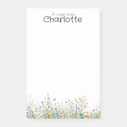 Waterverf kleurrijke wildflower naam post-it® notes (Voorkant)