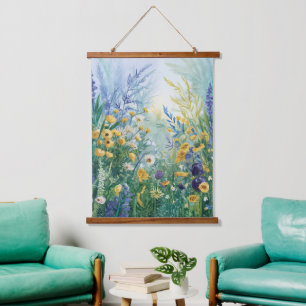 Waterverf Kleurrijke Wildflowers, Elegant Hangend Wandkleed