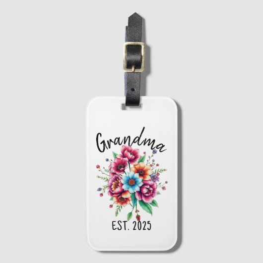 Waterverf Kleurrijke Wildflowers Grootmoeder Bagagelabel (Voorkant (verticaal))