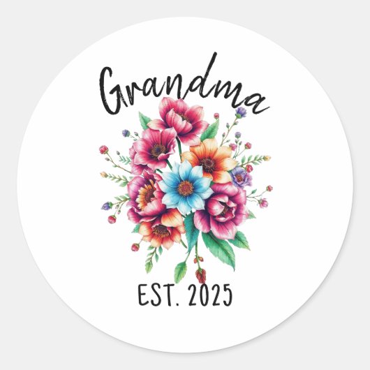 Waterverf Kleurrijke Wildflowers Grootmoeder Ronde Sticker (Voorkant)