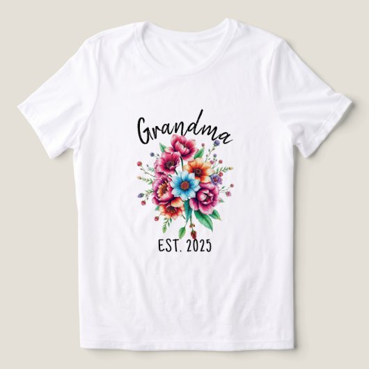 Waterverf Kleurrijke Wildflowers Grootmoeder Tri-Blend Shirt (Design voorkant)