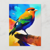 Waterverf kleurvogel briefkaart (Voorkant)