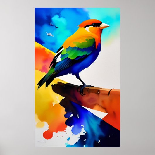 Waterverf kleurvogel poster (Voorkant)