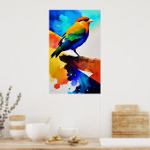 Waterverf kleurvogel poster (Keuken)