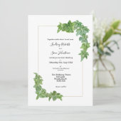 Waterverf Klimop Trim Trouw Uitnodiging  (Staand voorkant)