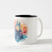 Waterverf klok Risograph Tweekleurige Koffiemok (Voorkant rechts)