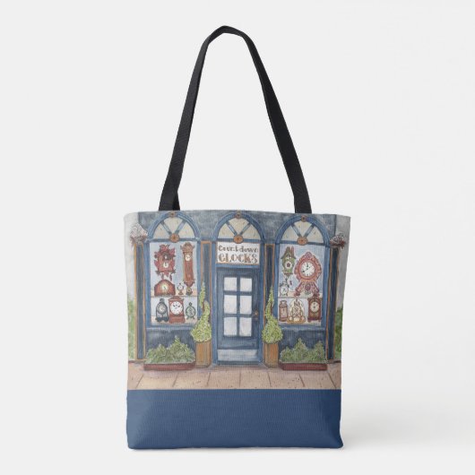 Waterverf Klok Winkelen Tote Bag (Achterkant)