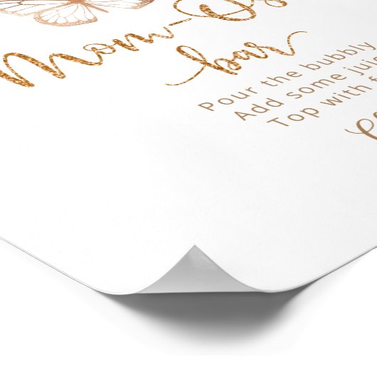 Waterverf kniproze vlinder Mam-osa barteken Poster (Hoek)