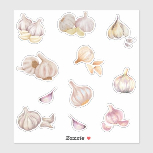 Waterverf Knoflook Sticker (Vel)