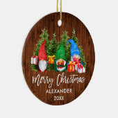 Waterverf Knomes voor kersthout in penseelscript Keramisch Ornament (Rechts)