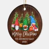 Waterverf Knomes voor kersthout in penseelscript Keramisch Ornament (Links)