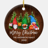 Waterverf Knomes voor kersthout in penseelscript Keramisch Ornament (Achterkant)