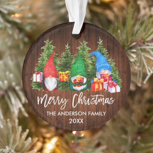 Waterverf Knomes voor kersthout in penseelscript Ornament (Boom)