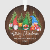 Waterverf Knomes voor kersthout in penseelscript Ornament (achterkant)