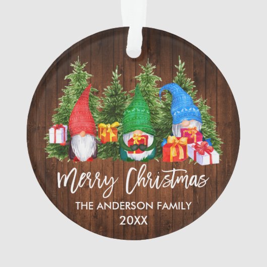 Waterverf Knomes voor kersthout in penseelscript Ornament (achterkant)