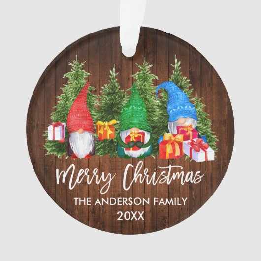 Waterverf Knomes voor kersthout in penseelscript Ornament (voorkant)