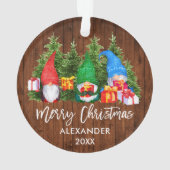 Waterverf Knomes voor kersthout in penseelscript Ornament (achterkant)