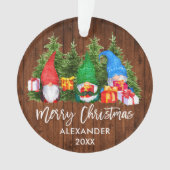 Waterverf Knomes voor kersthout in penseelscript Ornament (voorkant)