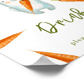 Waterverf knuffel konijn babyshower - Dranken Poster (Hoek)