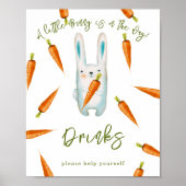 Waterverf knuffel konijn babyshower - Dranken Poster (Voorkant)